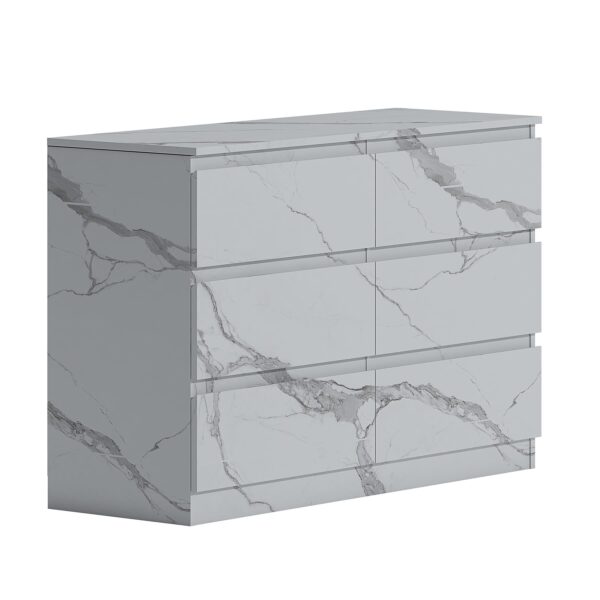 ZITA Bedroom Furniture Range Wardrobe Chest Bedside in White Marble Effect - Image 36