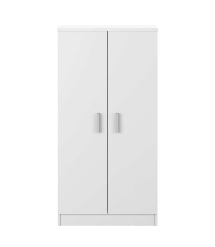 BELLINI White 2 Door Shoe Storage Cabinet - 6 Shelves Holds 20 Pairs - Space-Saving Design - H: 108cm x W: 55cm x D: 36cm.
