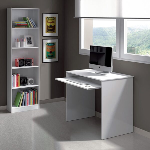 LEO White Computer Desk - Modern Space-Saving Workstation for Home Office or Student Room - H: 79cm x W: 90cm x D: 54cm - Image 3