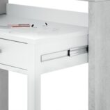 AMBRA Extending Computer Desk with 2 Storage Drawers - Home Office & Console Table for Bedroom, Living Room, Hallway - White/Grey.
