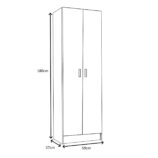 Vita Oak 2 Door 4 Shelf Kitchen Utility Room Cabinet - Modular Cleaning Storage - H: 180cm x W: 59cm x D: 37cm.