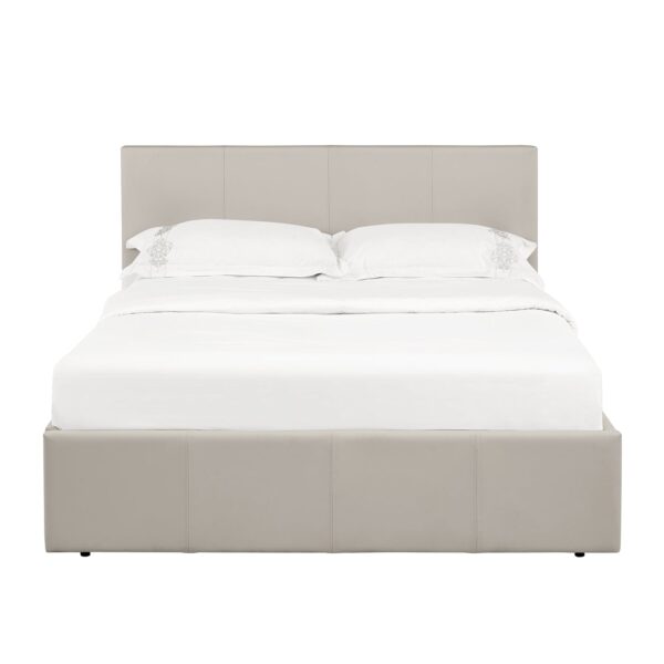 LUNA Faux Leather Gas Lift Ottoman Storage Bedframe in Beige with 4 Size Options - Image 6