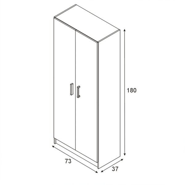 Vita 2 Door Kitchen Utility Room Cabinet - Oak Finish - H: 73cm x W: 180cm x D: 37cm.