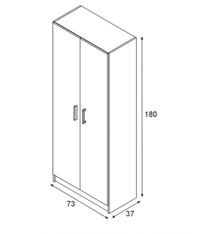 Vita 2 Door Kitchen Utility Room Cabinet - Oak Finish - H: 73cm x W: 180cm x D: 37cm.