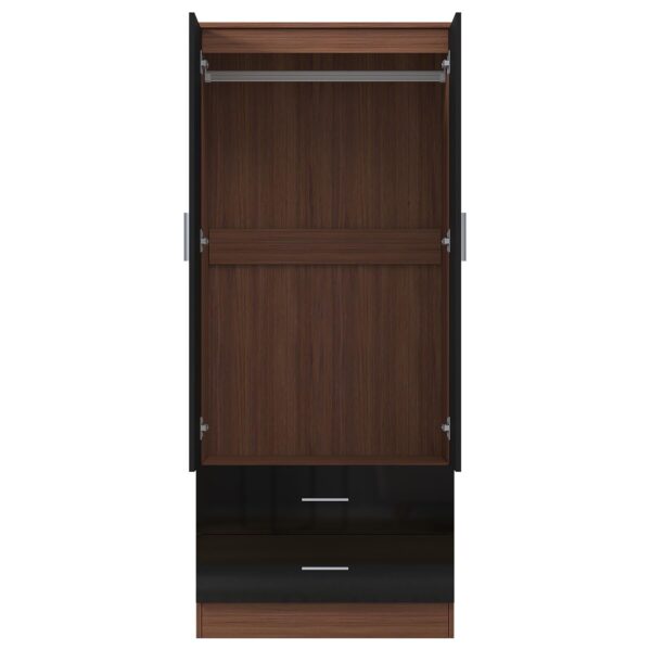 REFLECT High Gloss Bedroom Furniture Wardrobe Chest Bedside Desk - Black/Walnut - Image 70