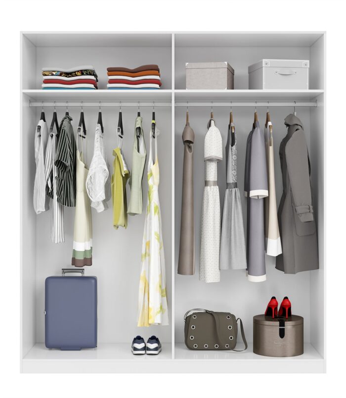 MAX 180cm Wide Satin White Wardrobe 4 Door Storage Unit.
