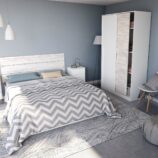 TOP 2 Door Large Modern Sliding Bedroom Wardrobe - White & Light Oak Finish - H: 200cm x W: 120cm x D: 50cm.