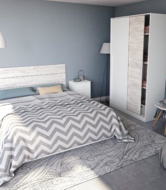 TOP 2 Door Large Modern Sliding Bedroom Wardrobe - White & Light Oak Finish - H: 200cm x W: 120cm x D: 50cm.