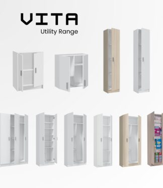 VITA Utility Laundry Cupboard / Cabinet Storage Units in White OR Oak Options