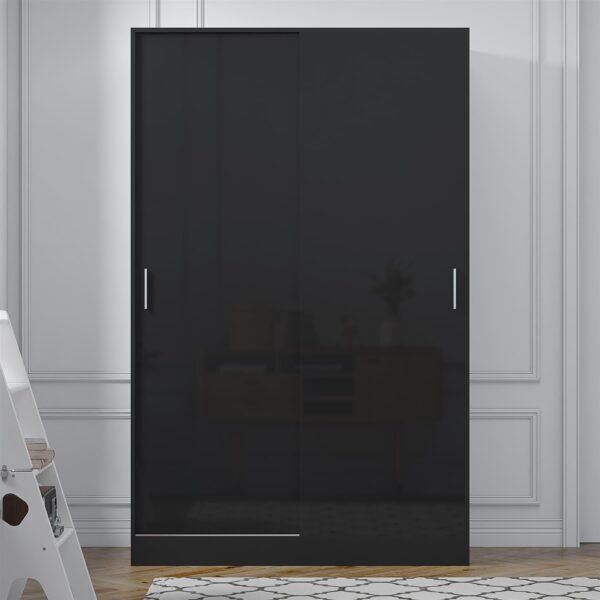 REFLECT High Gloss Bedroom Furniture Wardrobe Chest Bedside Desk Option in Black - Image 61
