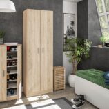 Vita Oak 2 Door Shoe & Boot Cupboard - Modular Kitchen Utility Room Cleaning Cabinet - H: 180cm x W: 59cm x D: 37cm.