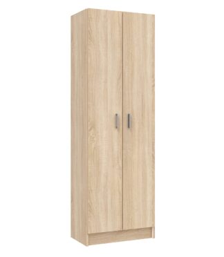 Vita Oak 2 Door Shoe & Boot Cupboard - Modular Kitchen Utility Room Cleaning Cabinet - H: 180cm x W: 59cm x D: 37cm.