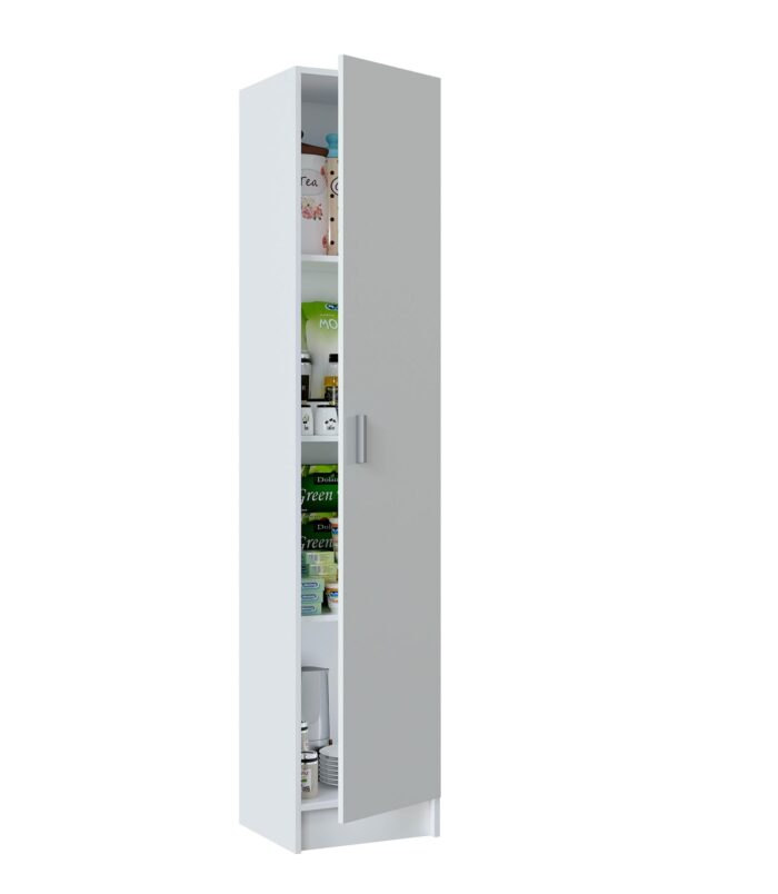 VITA White Utility Storage Cupboard - 1 Door Cabinet with 3 Shelves - Modular Storage for Kitchen or Utility Room.