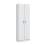 Vita White 2 Door 4 Shelf Kitchen Utility Room Cabinet - Modular Cleaning Storage - H: 180cm x W: 59cm x D: 37cm.