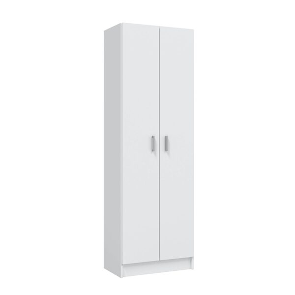 Vita White 2 Door 4 Shelf Kitchen Utility Room Cabinet - Modular Cleaning Storage - H: 180cm x W: 59cm x D: 37cm.