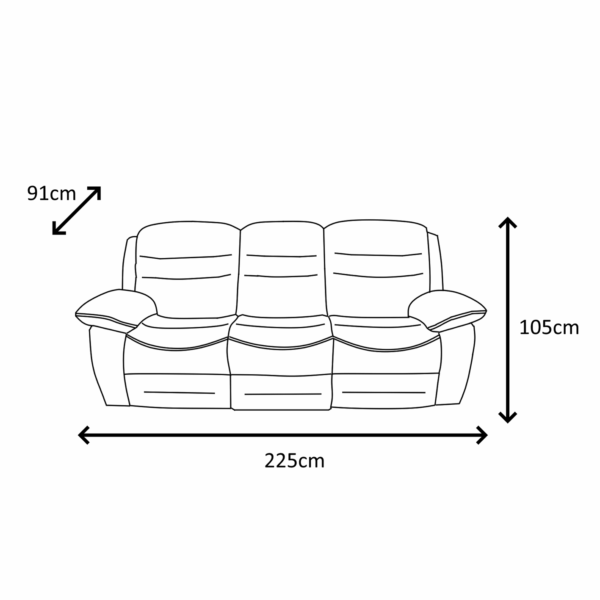 NAPOLI 3 + 3 Seater Electric Recliner Sofa Set - Grey Faux Suede - Image 9