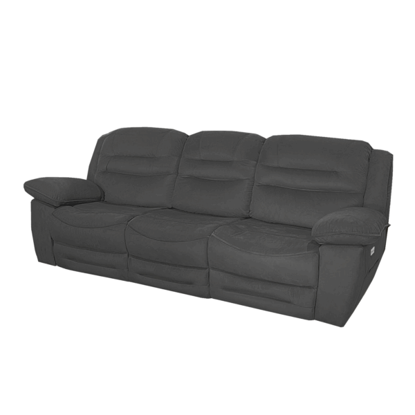 NAPOLI 3 Seater Electric Recliner Sofa - Grey Faux Suede - Image 7