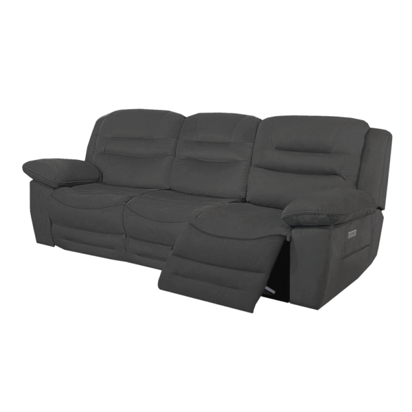 NAPOLI 3 + 3 Seater Electric Recliner Sofa Set - Grey Faux Suede - Image 8