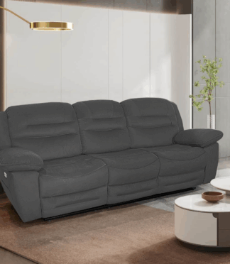 NAPOLI 3 + 3 Seater Electric Recliner Sofa Set - Grey Faux Suede